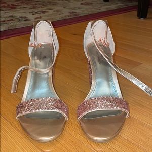 Rose gold sparkle sandal heels